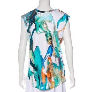 Sleeveless cotton Balmain top in an abstract watercolor print